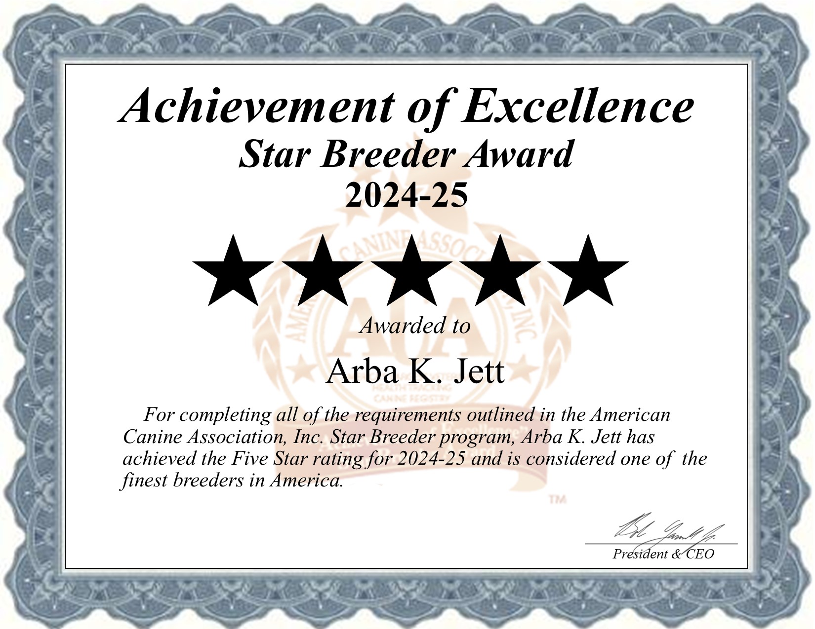 Arba K, Jett, dog, breeder, star, certificate, Arba K-Jett, Vian, OK, Oklahoma, puppy, dog, kennels, mill, puppymill, usda, 5-star, aca, ica, registered, Shiba Inu